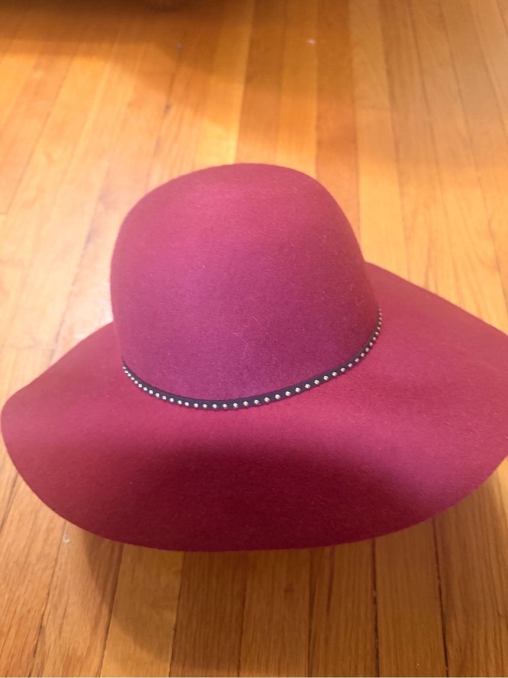 Classic Women’s Wide Brim 100% Wool Floppy Hat by C in Wine - Picture 3 of 10